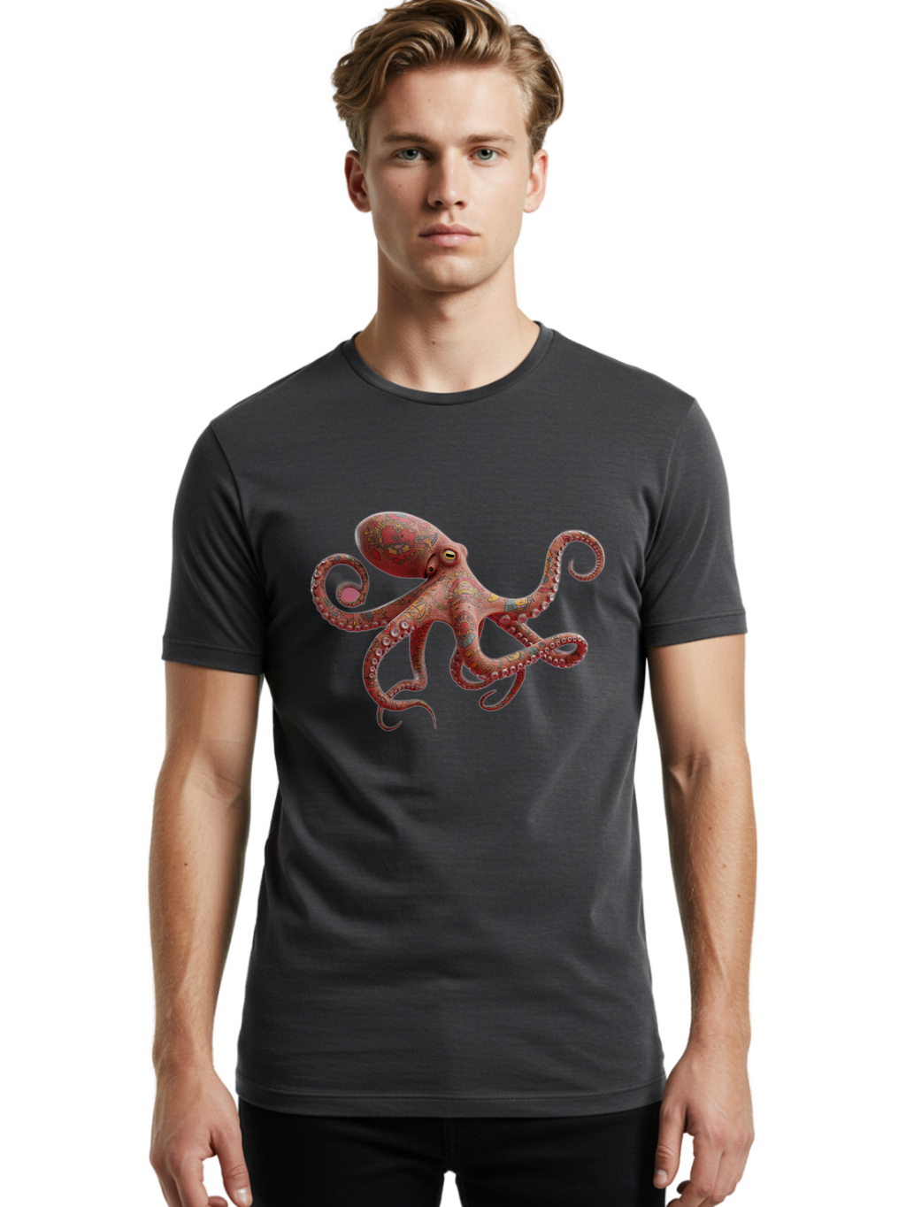 Octopus-2 Men'S Graphic Tee, 100% Cotton, Comfortable Casual Summer Wear, Machine Washable, Vintage Camera, Old Camera, Antique Camera, Black Camera, Classic Photography, Photography Equipment, Nostalgic Device, Film Camera, Camera Art Bam993