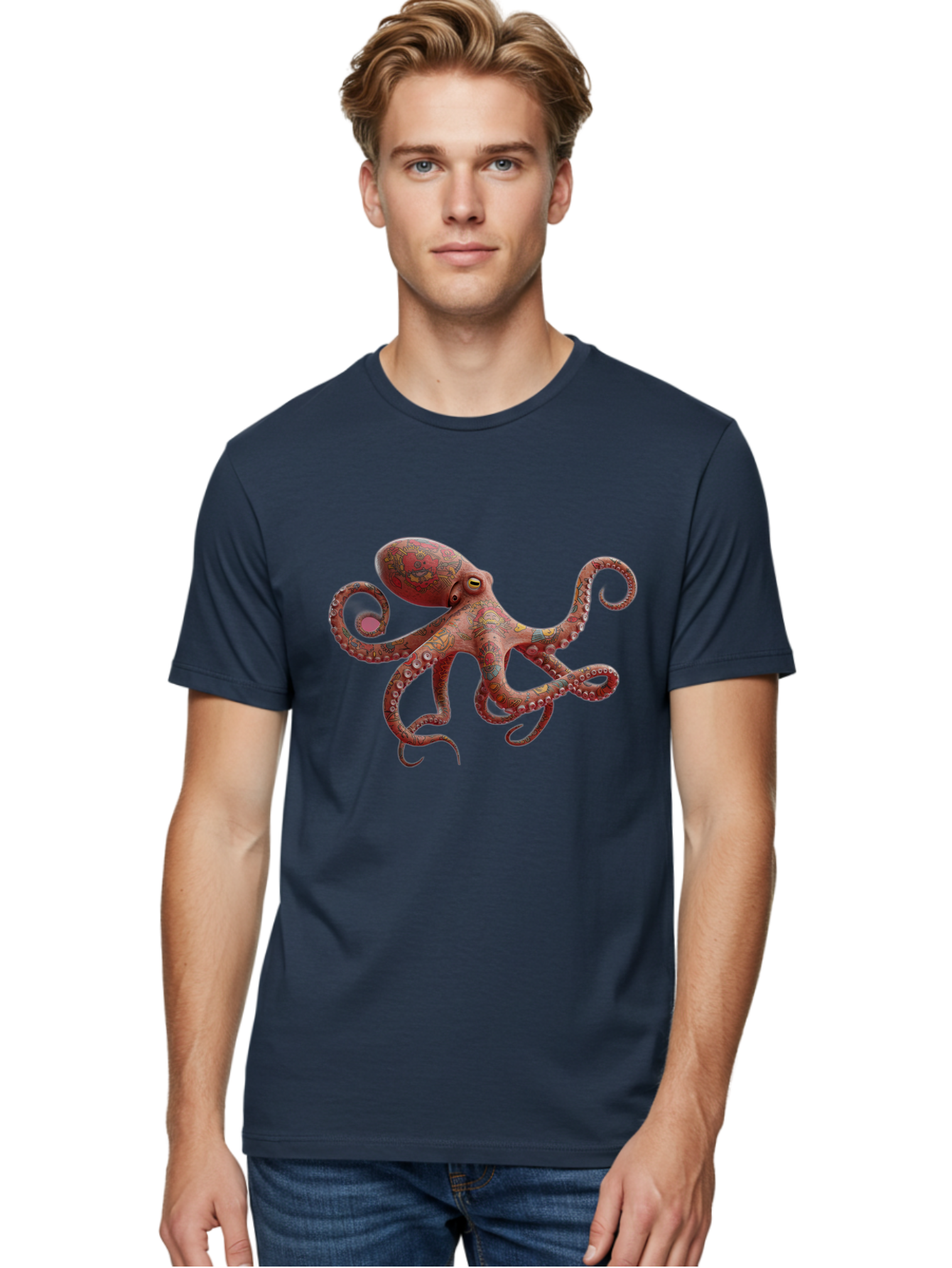 Octopus-2 Men'S Graphic Tee, 100% Cotton, Comfortable Casual Summer Wear, Machine Washable, Vintage Camera, Old Camera, Antique Camera, Black Camera, Classic Photography, Photography Equipment, Nostalgic Device, Film Camera, Camera Art Bam993