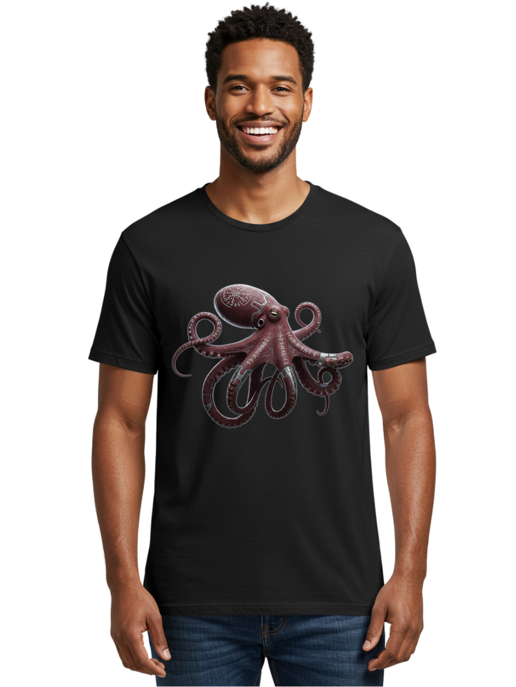 Octopus-4 Men'S Graphic Tee, 100% Cotton, Comfortable Casual Summer Wear, Machine Washable, Vintage Camera, Old Camera, Antique Camera, Black Camera, Classic Photography, Photography Equipment, Nostalgic Device, Film Camera, Camera Art Bam995