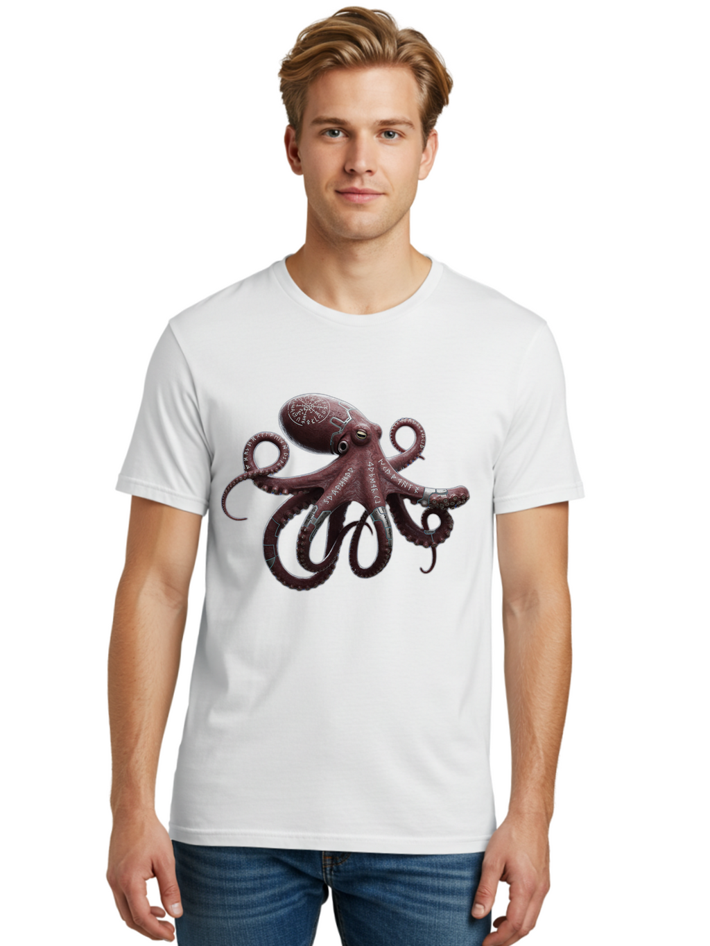 Octopus-4 Men'S Graphic Tee, 100% Cotton, Comfortable Casual Summer Wear, Machine Washable, Vintage Camera, Old Camera, Antique Camera, Black Camera, Classic Photography, Photography Equipment, Nostalgic Device, Film Camera, Camera Art Bam995
