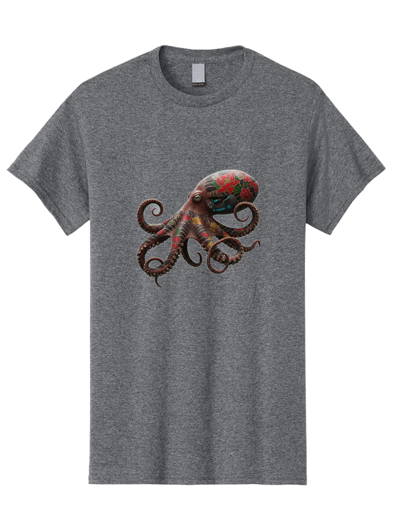 Octopus-With-Floral-Pattern Men'S Graphic Tee, 100% Cotton, Comfortable Casual Summer Wear, Machine Washable, Vintage Camera, Old Camera, Antique Camera, Black Camera, Classic Photography, Photography Equipment, Nostalgic Device, Film Camera, Bam996