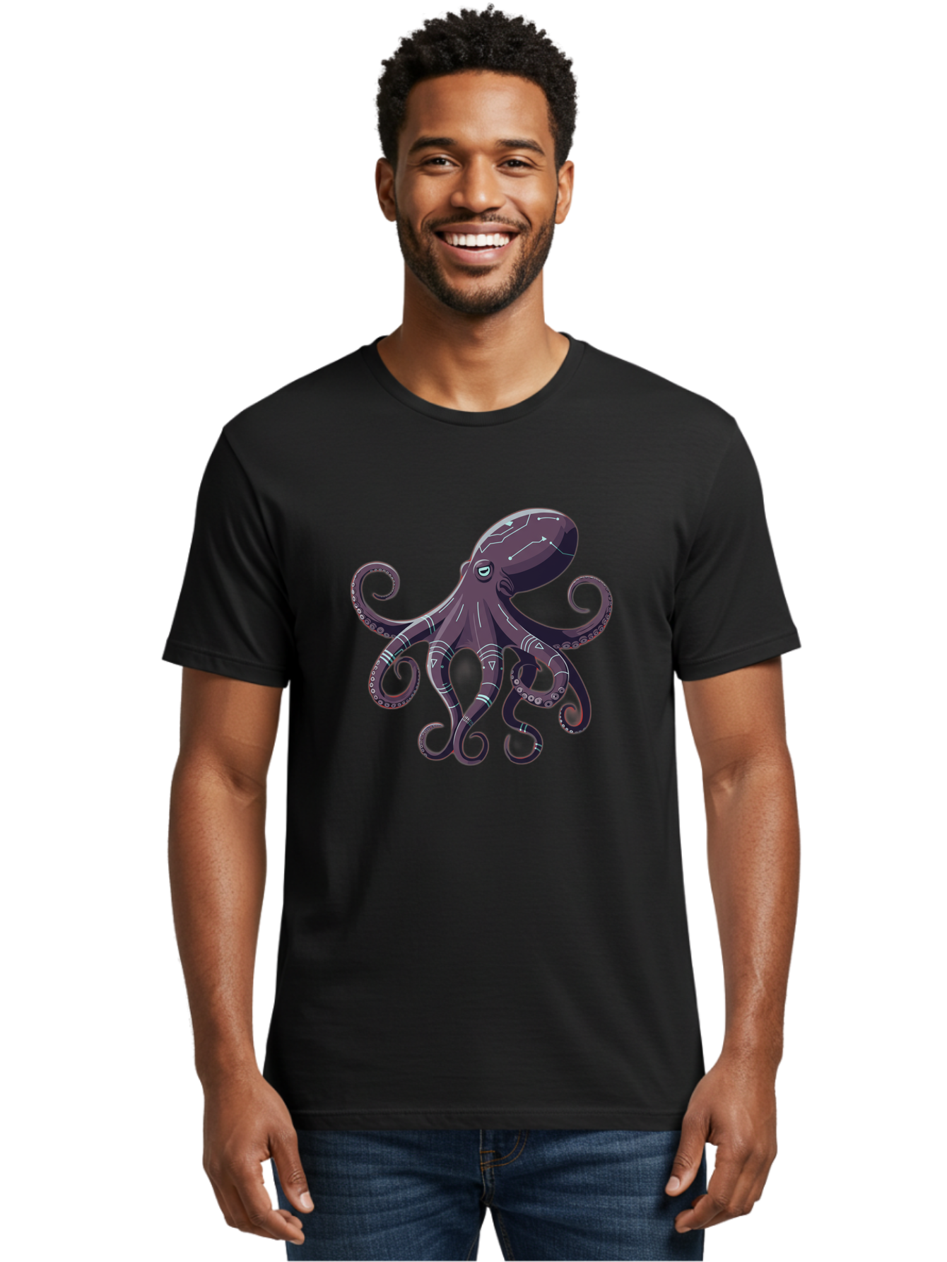 Octopus Men'S Graphic Tee, 100% Cotton, Comfortable Casual Summer Wear, Machine Washable, Vintage Camera, Old Camera, Antique Camera, Black Camera, Classic Photography, Photography Equipment, Nostalgic Device, Film Camera, Camera Art Bam997