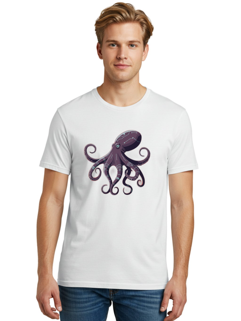 Octopus Men'S Graphic Tee, 100% Cotton, Comfortable Casual Summer Wear, Machine Washable, Vintage Camera, Old Camera, Antique Camera, Black Camera, Classic Photography, Photography Equipment, Nostalgic Device, Film Camera, Camera Art Bam997