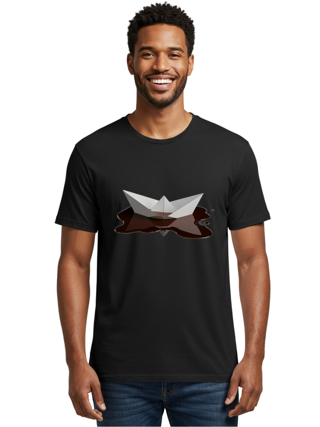 Oil-Spill-Paper-Boat Men'S Graphic Tee, 100% Cotton, Comfortable Casual Summer Wear, Machine Washable, Vintage Camera, Old Camera, Antique Camera, Black Camera, Classic Photography, Photography Equipment, Nostalgic Device, Film Camera, Bam999