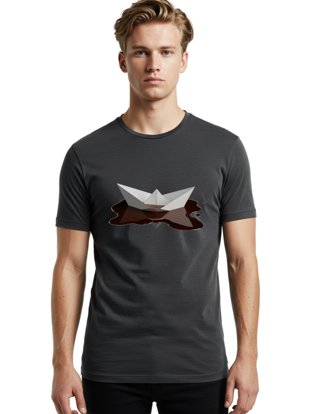 Oil-Spill-Paper-Boat Men'S Graphic Tee, 100% Cotton, Comfortable Casual Summer Wear, Machine Washable, Vintage Camera, Old Camera, Antique Camera, Black Camera, Classic Photography, Photography Equipment, Nostalgic Device, Film Camera, Bam999