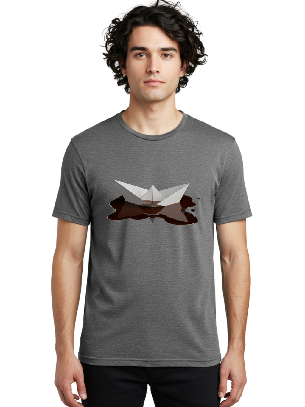 Oil-Spill-Paper-Boat Men'S Graphic Tee, 100% Cotton, Comfortable Casual Summer Wear, Machine Washable, Vintage Camera, Old Camera, Antique Camera, Black Camera, Classic Photography, Photography Equipment, Nostalgic Device, Film Camera, Bam999