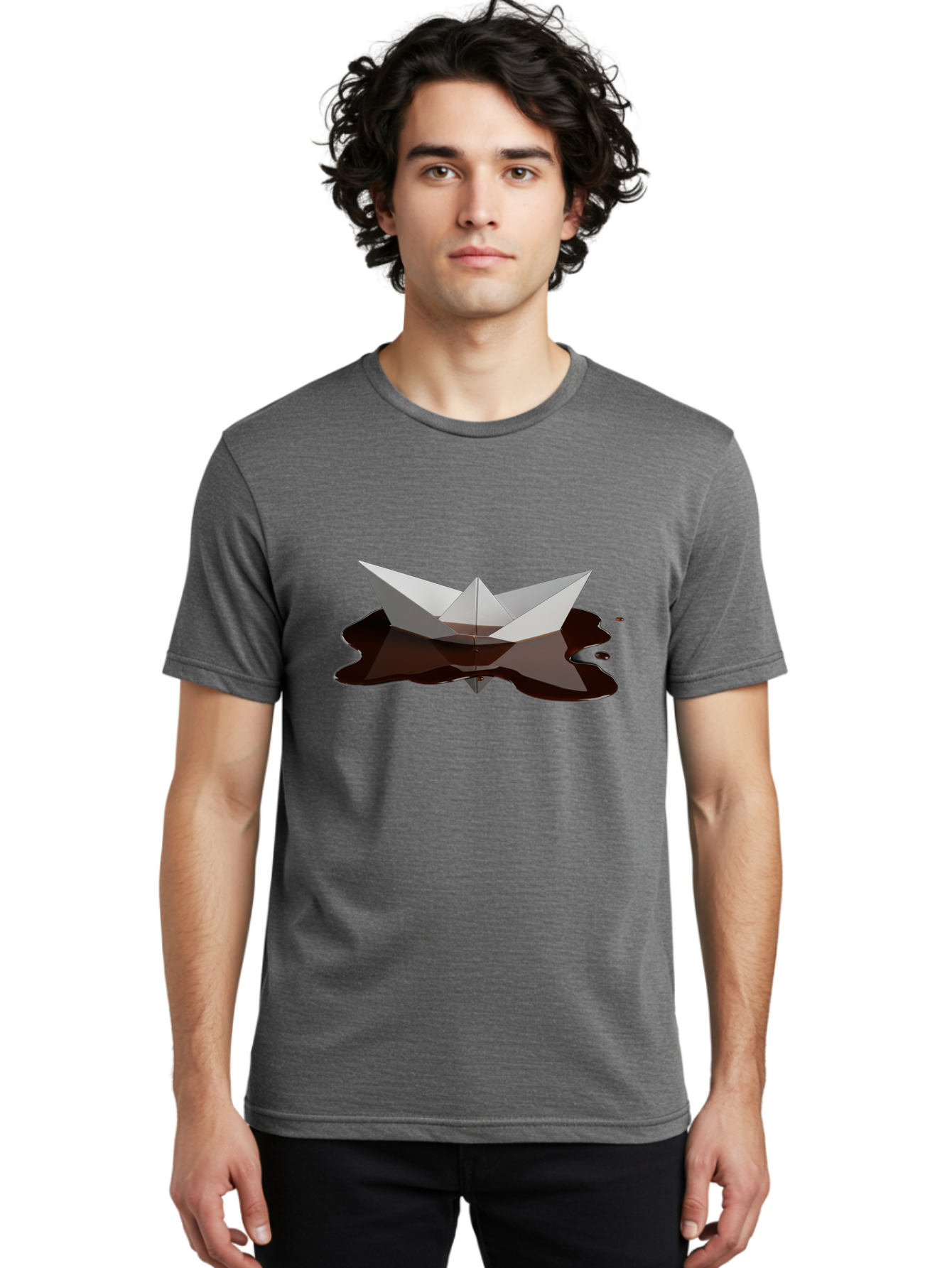 Oil-Spill-Paper-Boat Men'S Graphic Tee, 100% Cotton, Comfortable Casual Summer Wear, Machine Washable, Vintage Camera, Old Camera, Antique Camera, Black Camera, Classic Photography, Photography Equipment, Nostalgic Device, Film Camera, Bam999