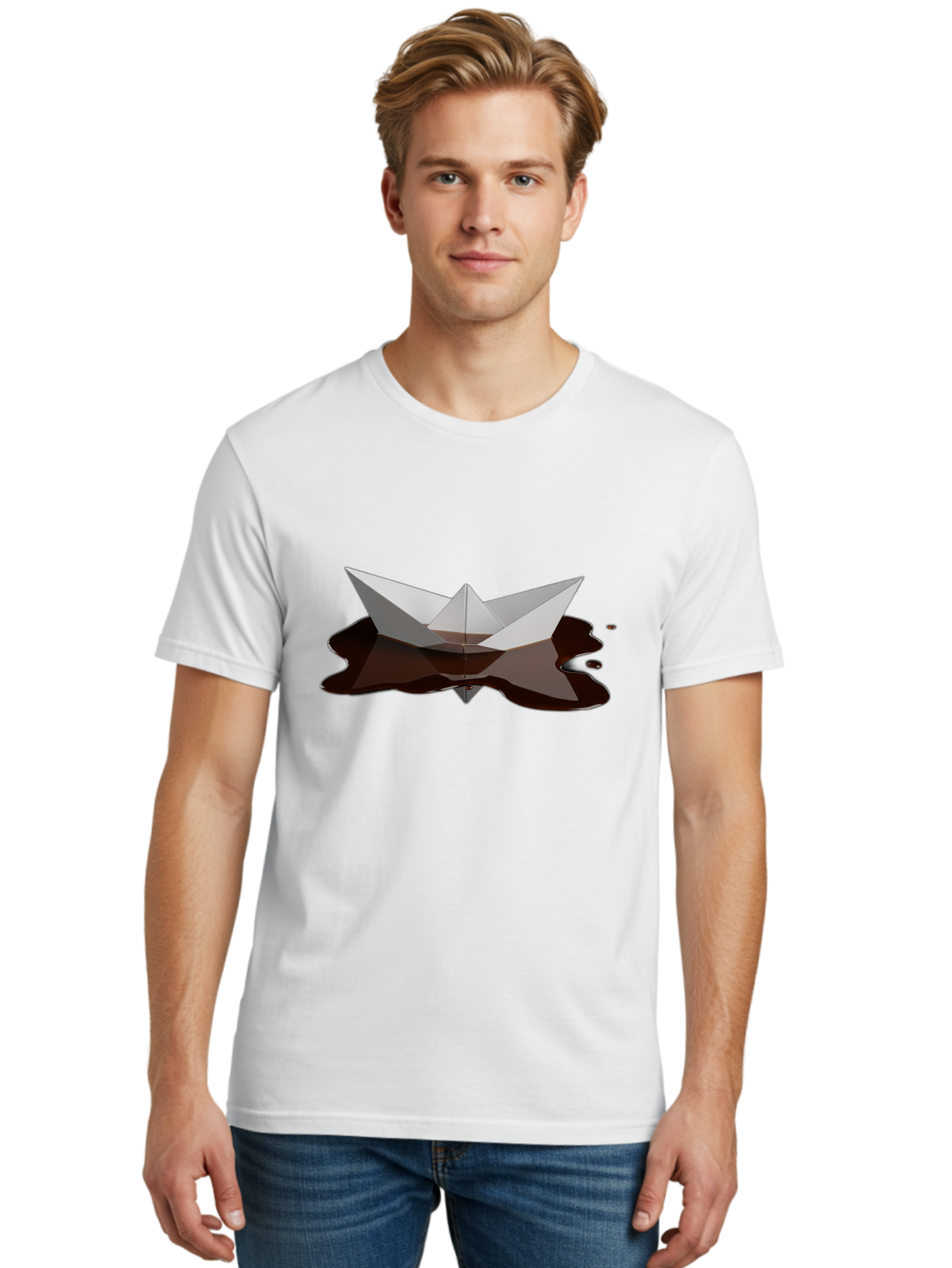 Oil-Spill-Paper-Boat Men'S Graphic Tee, 100% Cotton, Comfortable Casual Summer Wear, Machine Washable, Vintage Camera, Old Camera, Antique Camera, Black Camera, Classic Photography, Photography Equipment, Nostalgic Device, Film Camera, Bam999