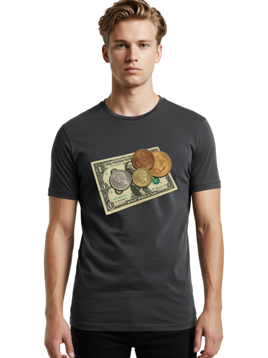 One-Dollar Men'S Graphic Tee, 100% Cotton, Comfortable Casual Summer Wear, Machine Washable, Vintage Camera, Old Camera, Antique Camera, Black Camera, Classic Photography, Photography Equipment, Nostalgic Device, Film Camera, Camera Art Ban000