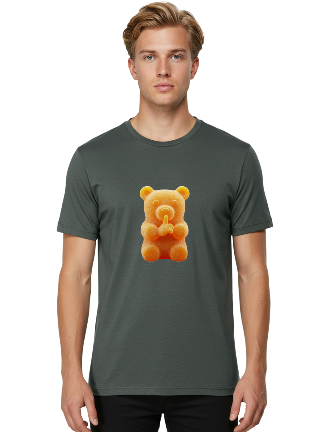 Orange-Gummy-Bear Men'S Graphic Tee, 100% Cotton, Comfortable Casual Summer Wear, Machine Washable, Vintage Camera, Old Camera, Antique Camera, Black Camera, Classic Photography, Photography Equipment, Nostalgic Device, Film Camera, Camera Art Ban001