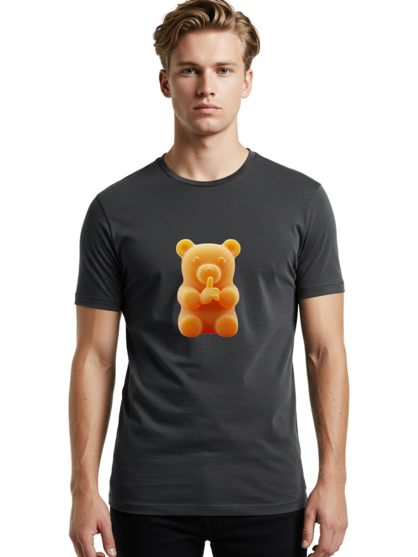 Orange-Gummy-Bear Men'S Graphic Tee, 100% Cotton, Comfortable Casual Summer Wear, Machine Washable, Vintage Camera, Old Camera, Antique Camera, Black Camera, Classic Photography, Photography Equipment, Nostalgic Device, Film Camera, Camera Art Ban001