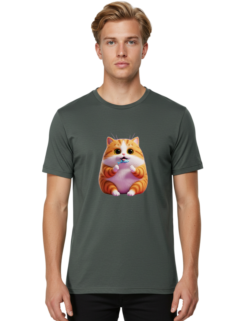 Orange-Tabby-Cat-1 Men'S Graphic Tee, 100% Cotton, Comfortable Casual Summer Wear, Machine Washable, Vintage Camera, Old Camera, Antique Camera, Black Camera, Classic Photography, Photography Equipment, Nostalgic Device, Film Camera, Ban003