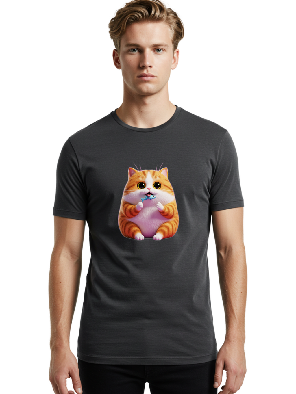 Orange-Tabby-Cat-1 Men'S Graphic Tee, 100% Cotton, Comfortable Casual Summer Wear, Machine Washable, Vintage Camera, Old Camera, Antique Camera, Black Camera, Classic Photography, Photography Equipment, Nostalgic Device, Film Camera, Ban003