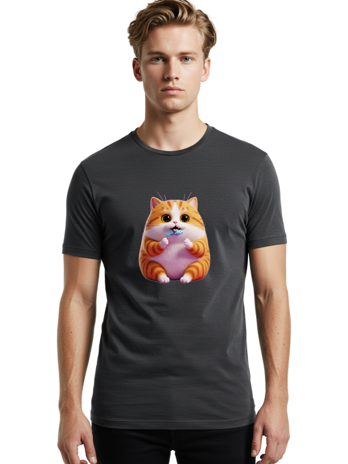 Orange-Tabby-Cat-1 Men'S Graphic Tee, 100% Cotton, Comfortable Casual Summer Wear, Machine Washable, Vintage Camera, Old Camera, Antique Camera, Black Camera, Classic Photography, Photography Equipment, Nostalgic Device, Film Camera, Ban003