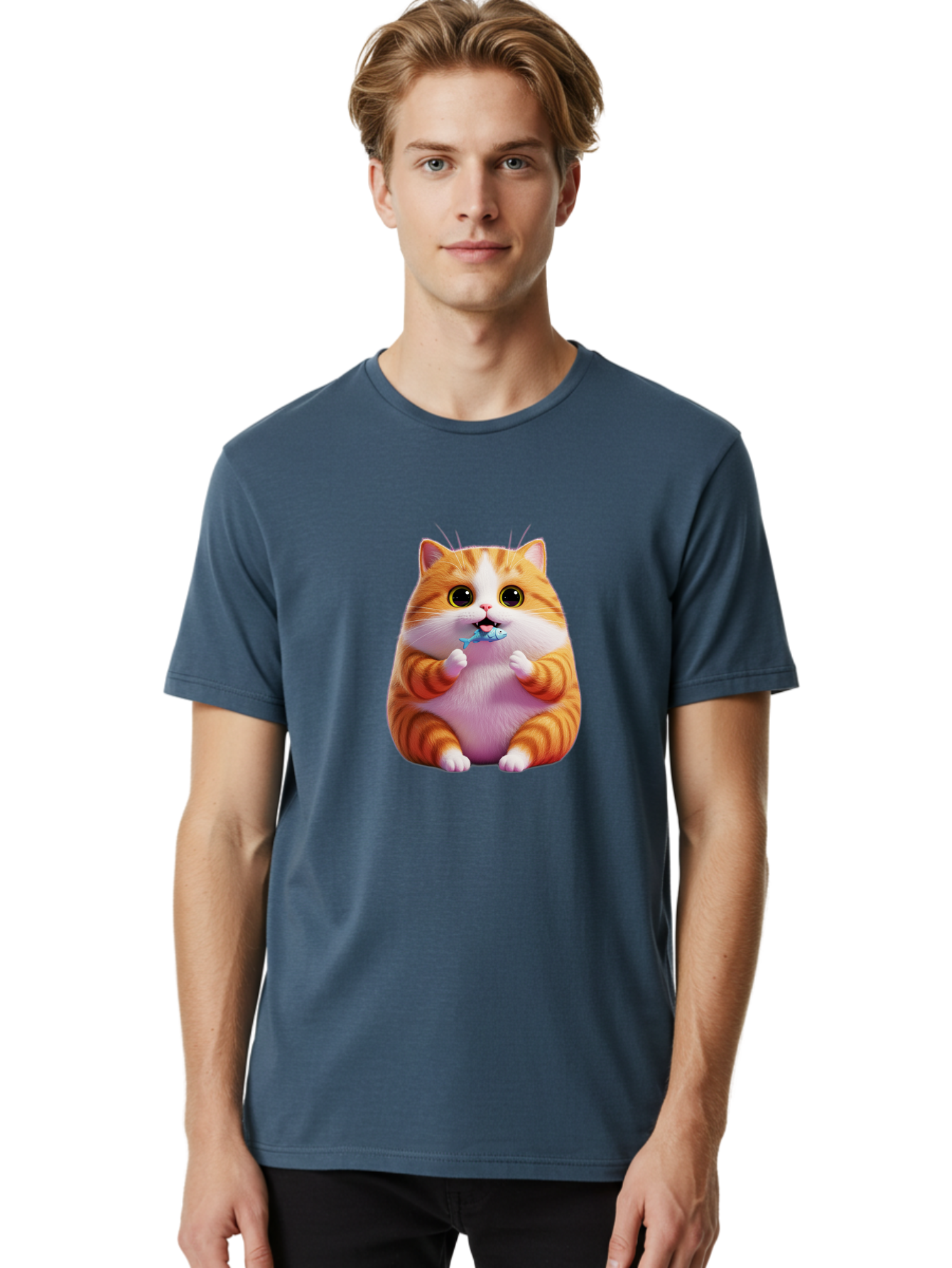 Orange-Tabby-Cat-1 Men'S Graphic Tee, 100% Cotton, Comfortable Casual Summer Wear, Machine Washable, Vintage Camera, Old Camera, Antique Camera, Black Camera, Classic Photography, Photography Equipment, Nostalgic Device, Film Camera, Ban003