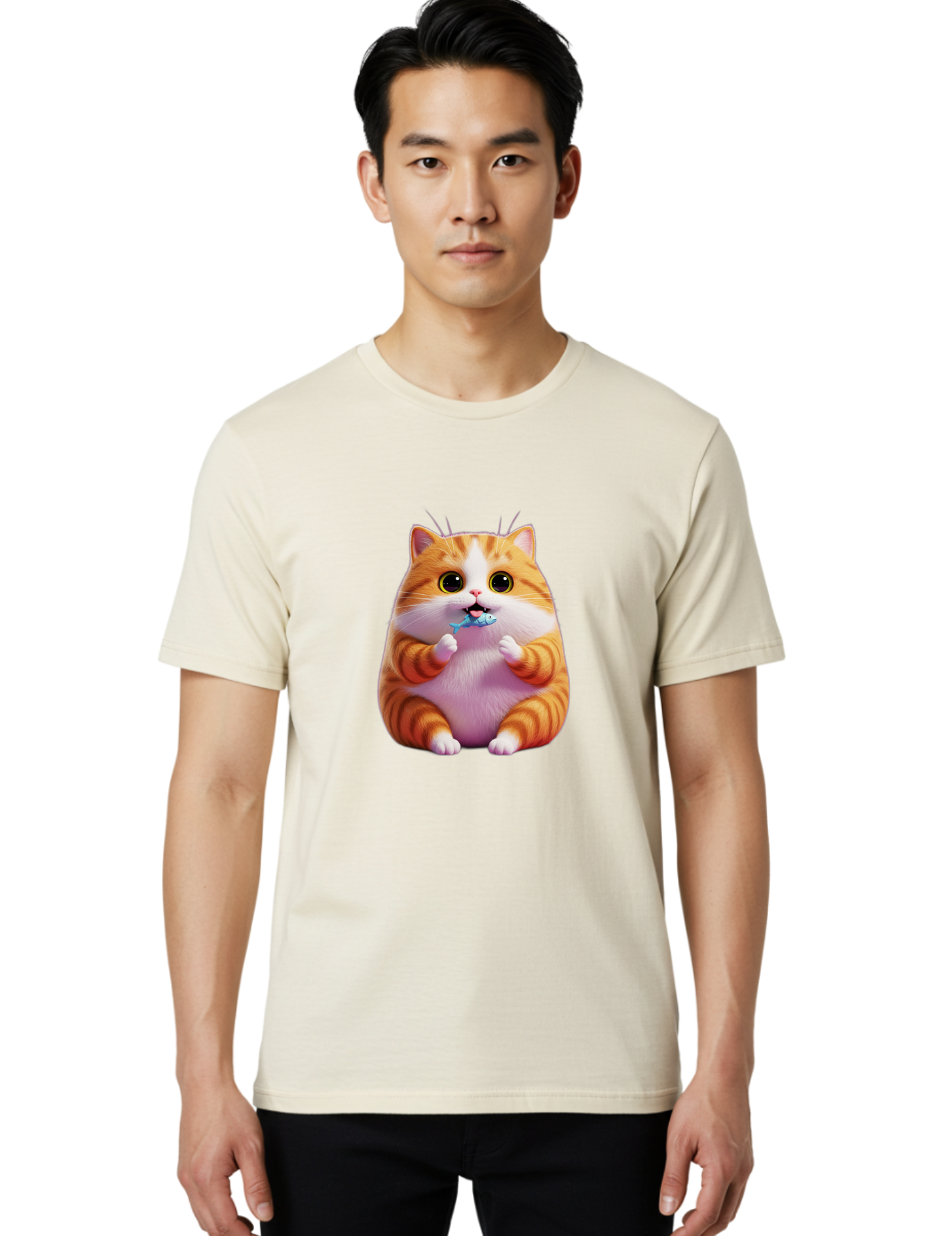 Orange-Tabby-Cat-1 Men'S Graphic Tee, 100% Cotton, Comfortable Casual Summer Wear, Machine Washable, Vintage Camera, Old Camera, Antique Camera, Black Camera, Classic Photography, Photography Equipment, Nostalgic Device, Film Camera, Ban003