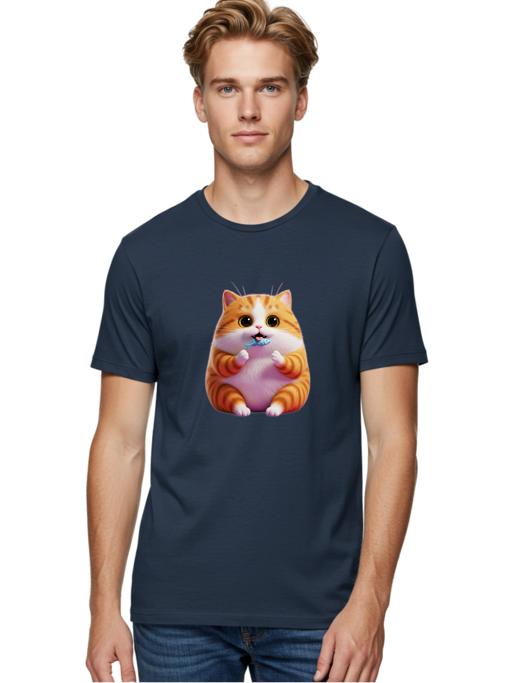 Orange-Tabby-Cat-1 Men'S Graphic Tee, 100% Cotton, Comfortable Casual Summer Wear, Machine Washable, Vintage Camera, Old Camera, Antique Camera, Black Camera, Classic Photography, Photography Equipment, Nostalgic Device, Film Camera, Ban003