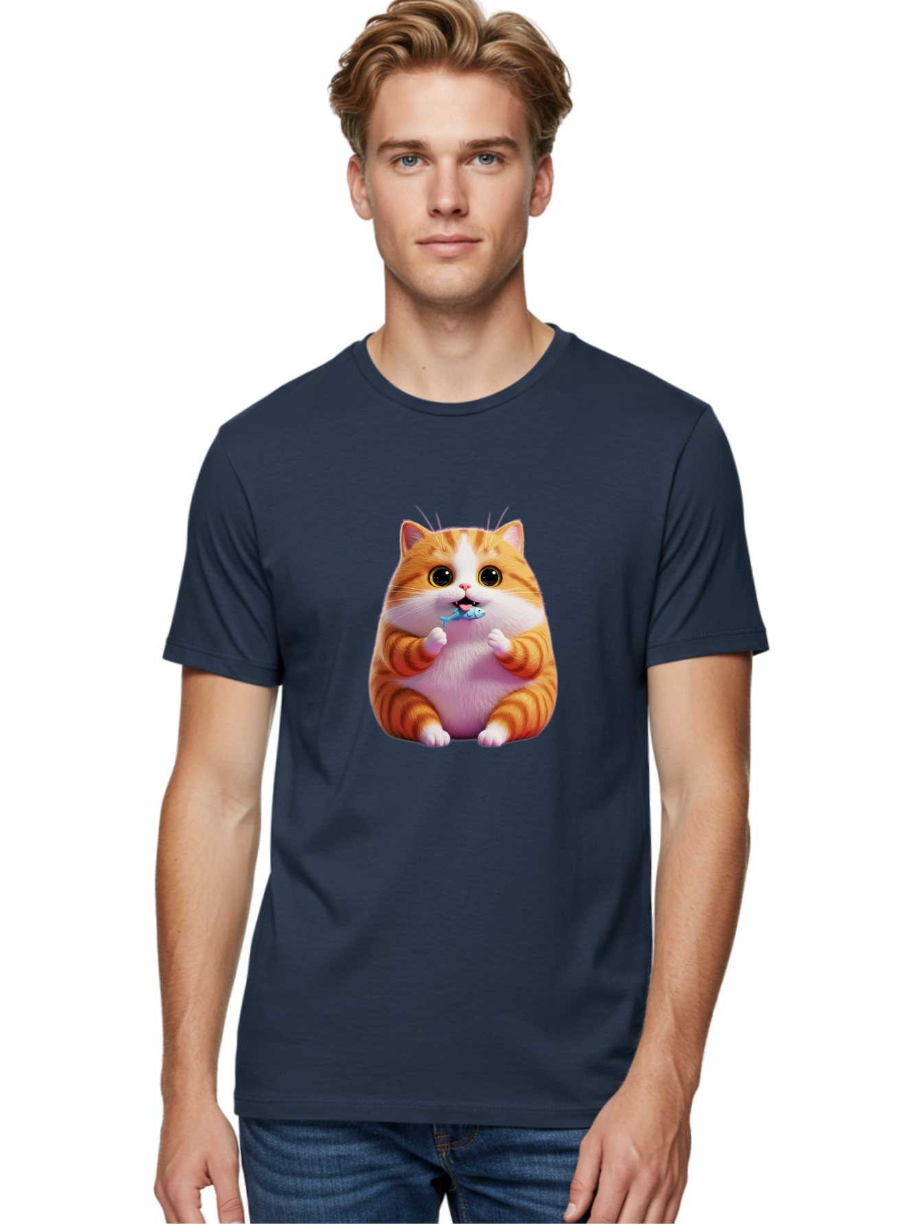 Orange-Tabby-Cat-1 Men'S Graphic Tee, 100% Cotton, Comfortable Casual Summer Wear, Machine Washable, Vintage Camera, Old Camera, Antique Camera, Black Camera, Classic Photography, Photography Equipment, Nostalgic Device, Film Camera, Ban003