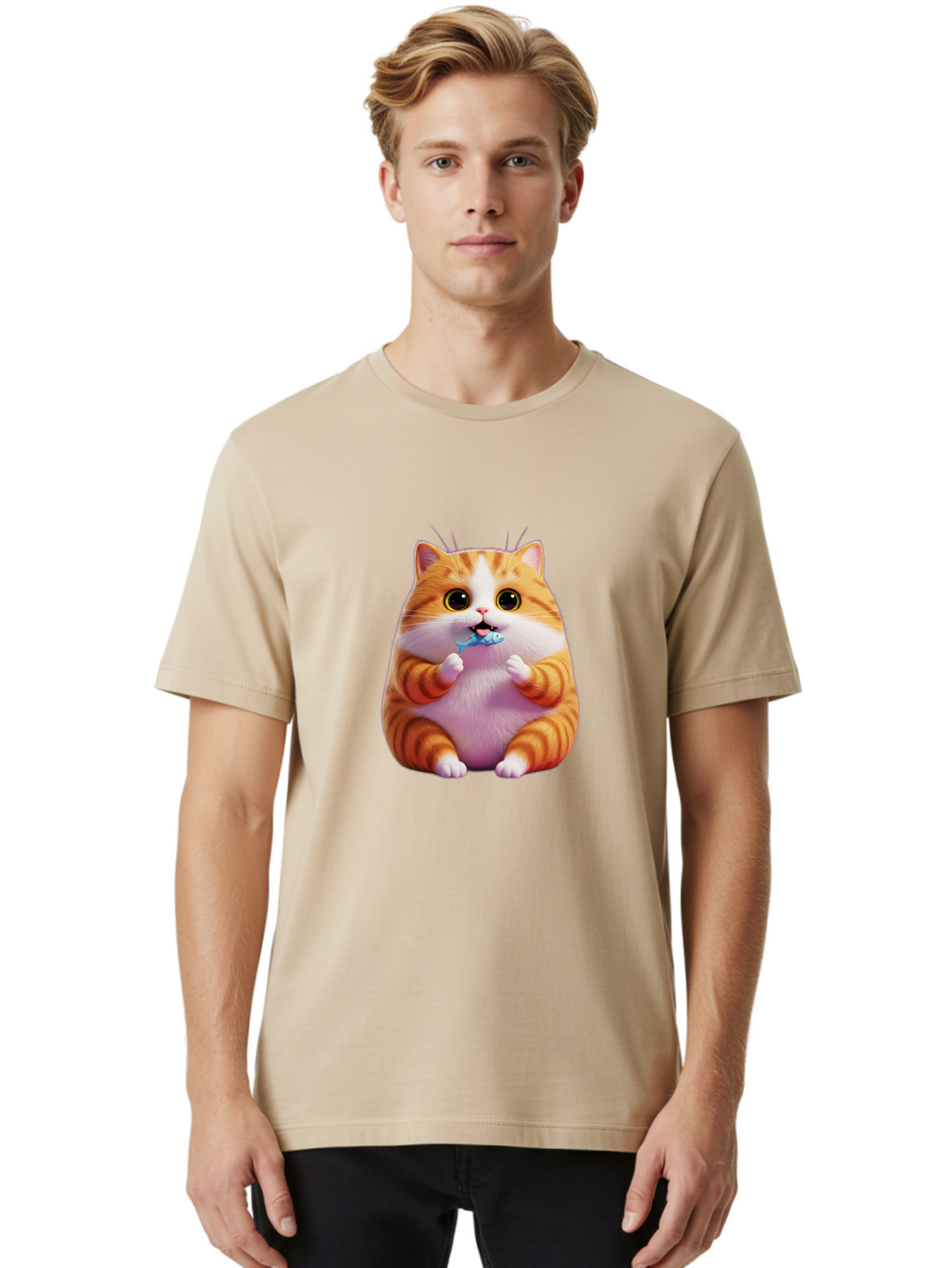 Orange-Tabby-Cat-1 Men'S Graphic Tee, 100% Cotton, Comfortable Casual Summer Wear, Machine Washable, Vintage Camera, Old Camera, Antique Camera, Black Camera, Classic Photography, Photography Equipment, Nostalgic Device, Film Camera, Ban003