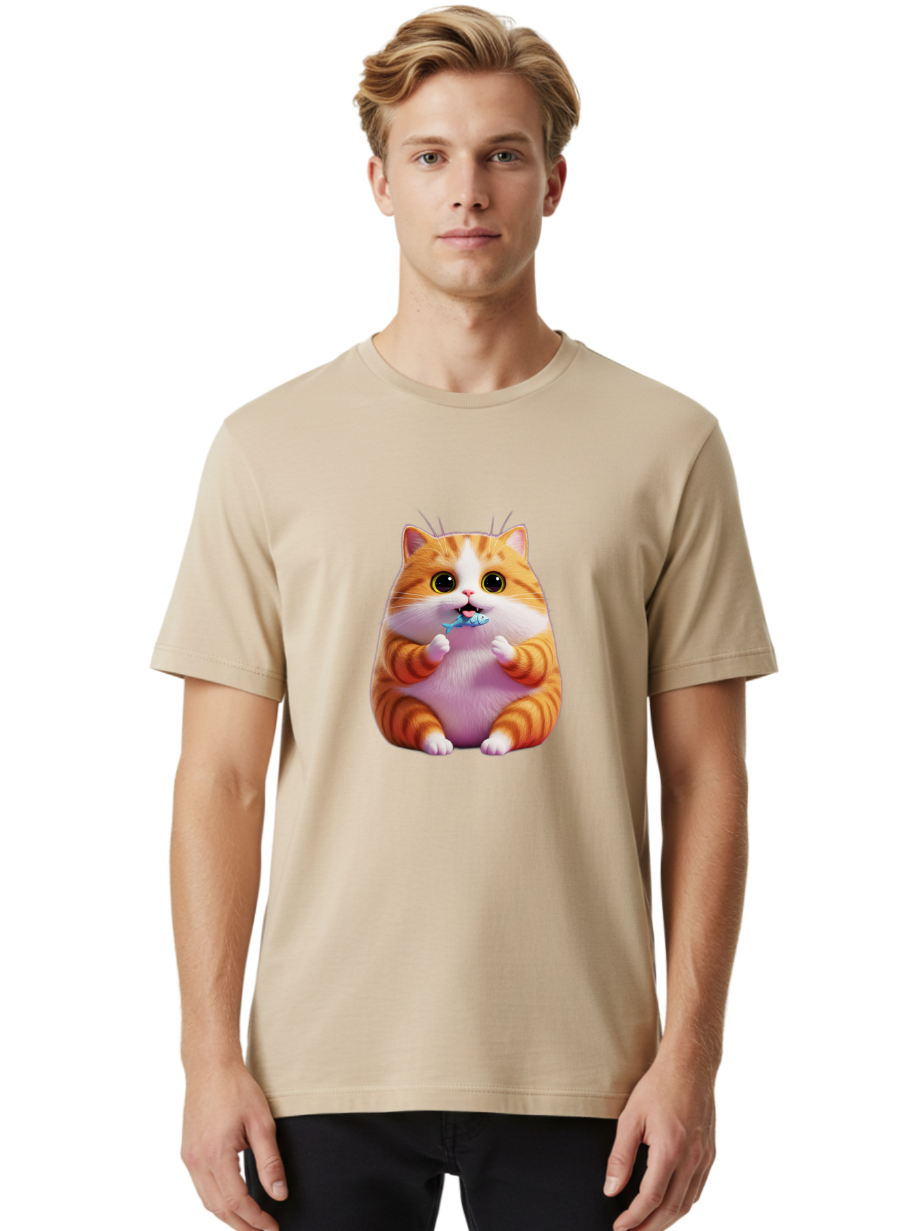 Orange-Tabby-Cat-1 Men'S Graphic Tee, 100% Cotton, Comfortable Casual Summer Wear, Machine Washable, Vintage Camera, Old Camera, Antique Camera, Black Camera, Classic Photography, Photography Equipment, Nostalgic Device, Film Camera, Ban003