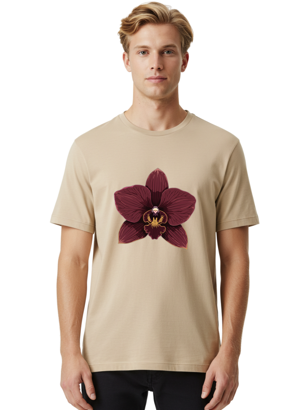 Orchid-Flower Men'S Graphic Tee, 100% Cotton, Comfortable Casual Summer Wear, Machine Washable, Vintage Camera, Old Camera, Antique Camera, Black Camera, Classic Photography, Photography Equipment, Nostalgic Device, Film Camera, Camera Art Ban005
