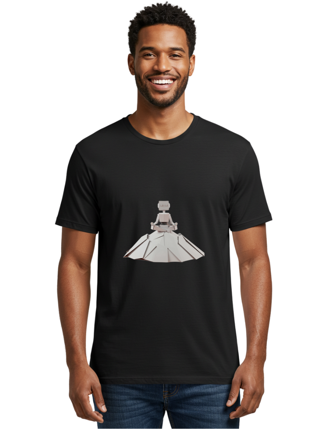 Origami-Figure-In-Meditation-Pose Men'S Graphic Tee, 100% Cotton, Comfortable Casual Summer Wear, Machine Washable, Vintage Camera, Old Camera, Antique Camera, Black Camera, Classic Photography, Photography Equipment, Nostalgic Device, Ban007