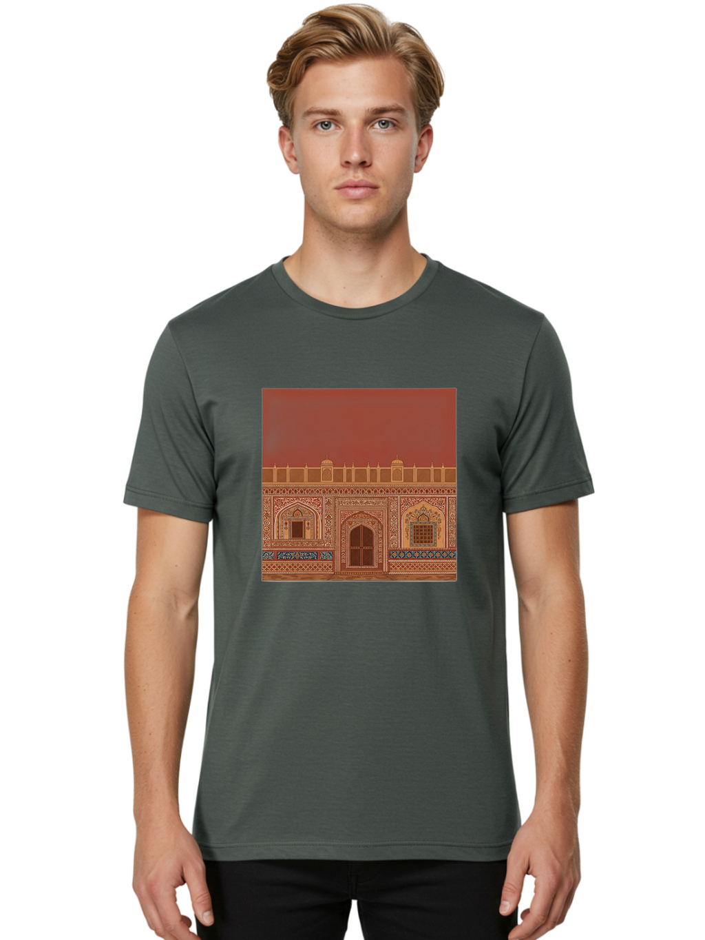 Ornate-Building-Facade Men'S Graphic Tee, 100% Cotton, Comfortable Casual Summer Wear, Machine Washable, Vintage Camera, Old Camera, Antique Camera, Black Camera, Classic Photography, Photography Equipment, Nostalgic Device, Film Camera, Ban009