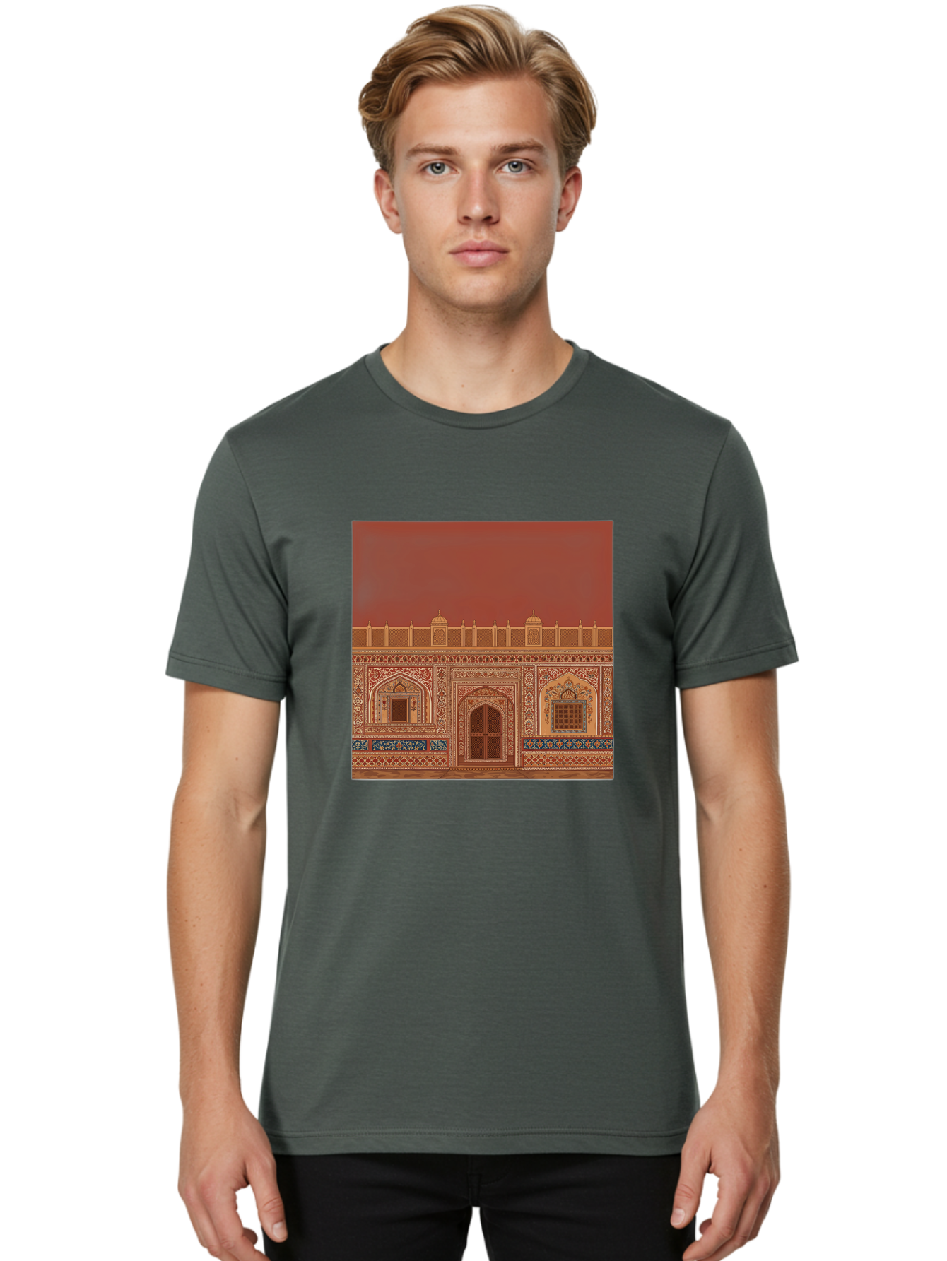 Ornate-Building-Facade Men'S Graphic Tee, 100% Cotton, Comfortable Casual Summer Wear, Machine Washable, Vintage Camera, Old Camera, Antique Camera, Black Camera, Classic Photography, Photography Equipment, Nostalgic Device, Film Camera, Ban009