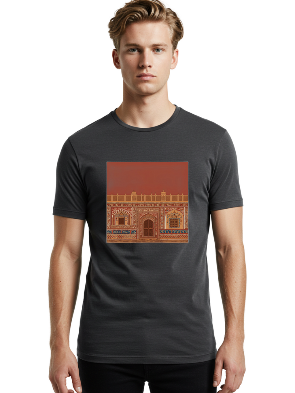 Ornate-Building-Facade Men'S Graphic Tee, 100% Cotton, Comfortable Casual Summer Wear, Machine Washable, Vintage Camera, Old Camera, Antique Camera, Black Camera, Classic Photography, Photography Equipment, Nostalgic Device, Film Camera, Ban009