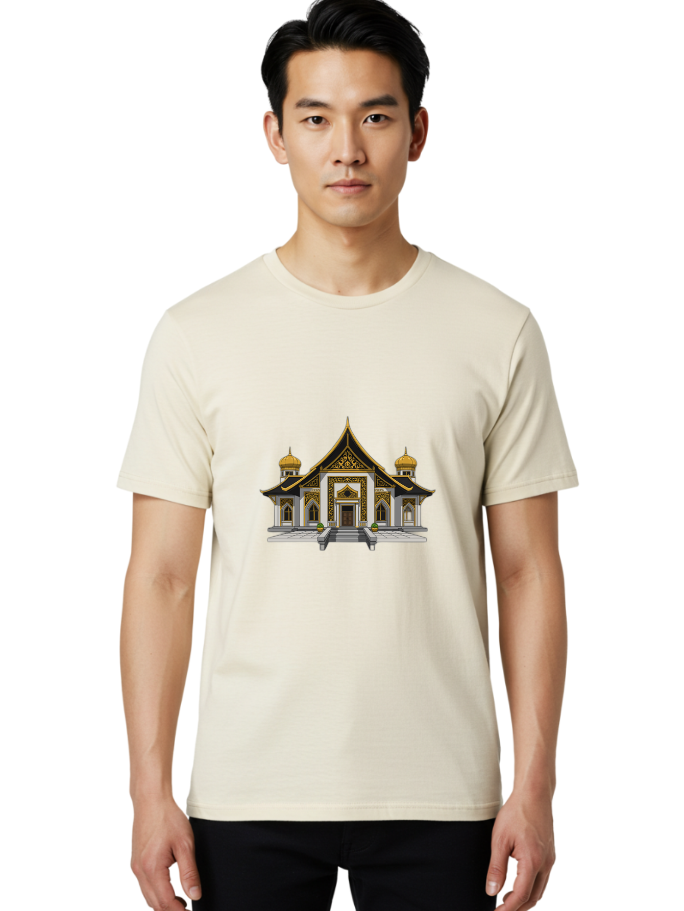 Ornate-Building Men'S Graphic Tee, 100% Cotton, Comfortable Casual Summer Wear, Machine Washable, Vintage Camera, Old Camera, Antique Camera, Black Camera, Classic Photography, Photography Equipment, Nostalgic Device, Film Camera, Camera Art Ban010