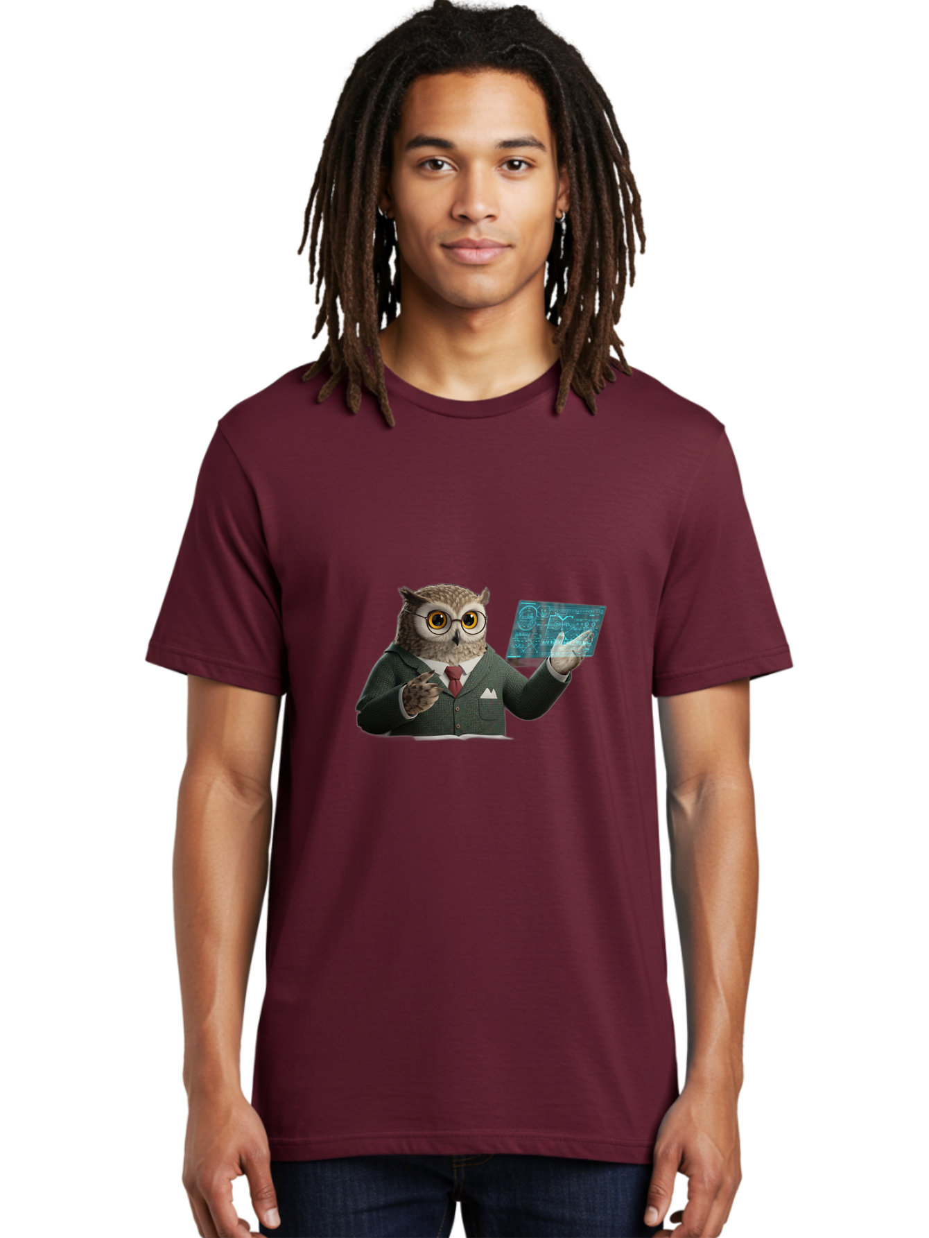Owl-In-Suit-Holding-Tablet Men'S Graphic Tee, 100% Cotton, Comfortable Casual Summer Wear, Machine Washable, Vintage Camera, Old Camera, Antique Camera, Black Camera, Classic Photography, Photography Equipment, Nostalgic Device, Film Camera, Ban016
