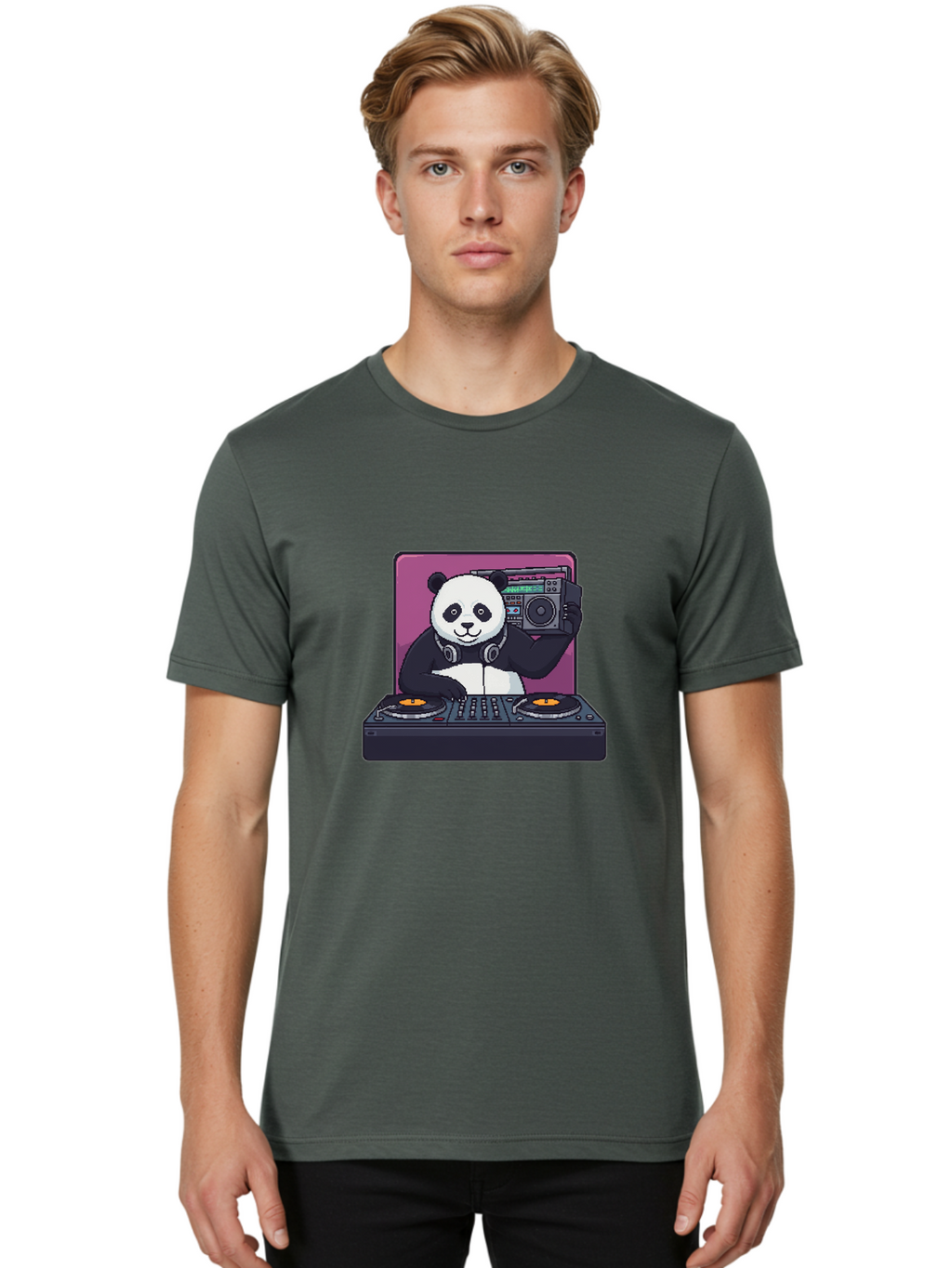 Panda-Dj-1 Men'S Graphic Tee, 100% Cotton, Comfortable Casual Summer Wear, Machine Washable, Vintage Camera, Old Camera, Antique Camera, Black Camera, Classic Photography, Photography Equipment, Nostalgic Device, Film Camera, Camera Art Ban036