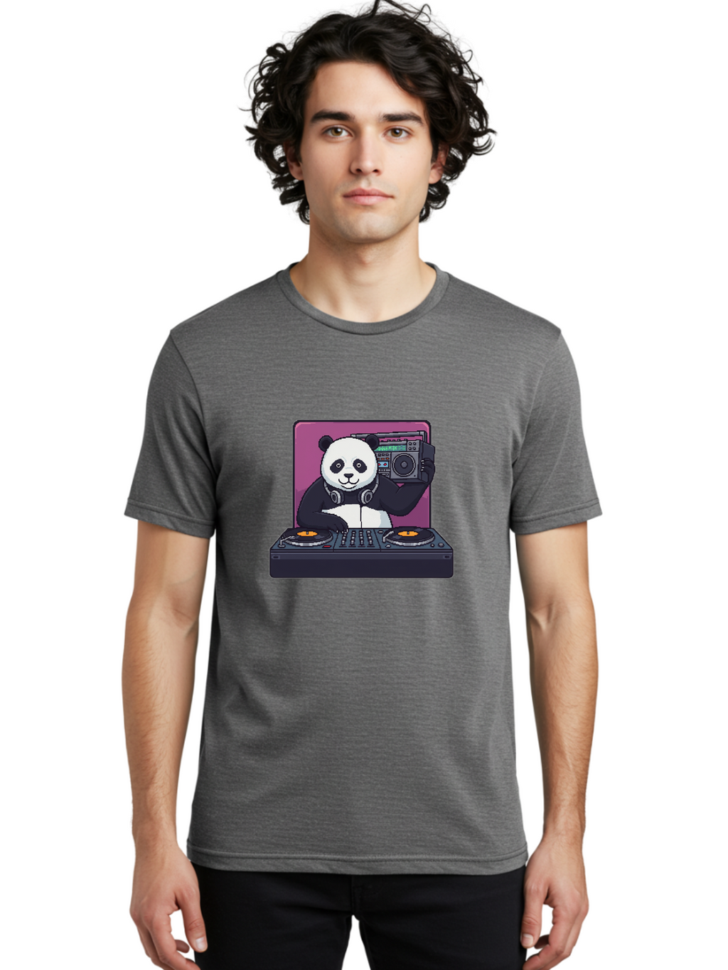 Panda-Dj-1 Men'S Graphic Tee, 100% Cotton, Comfortable Casual Summer Wear, Machine Washable, Vintage Camera, Old Camera, Antique Camera, Black Camera, Classic Photography, Photography Equipment, Nostalgic Device, Film Camera, Camera Art Ban036