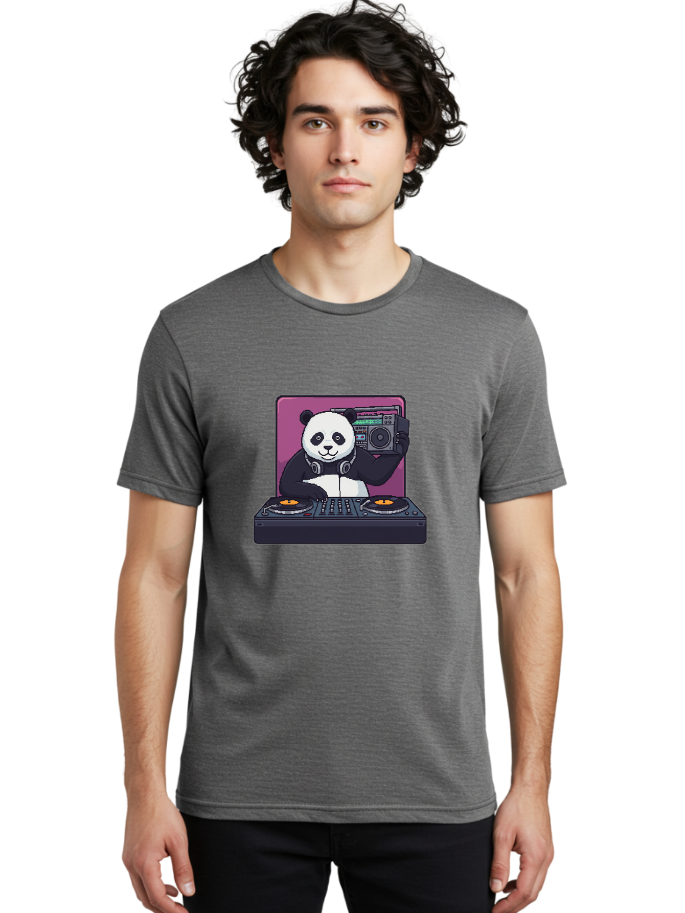 Panda-Dj-1 Men'S Graphic Tee, 100% Cotton, Comfortable Casual Summer Wear, Machine Washable, Vintage Camera, Old Camera, Antique Camera, Black Camera, Classic Photography, Photography Equipment, Nostalgic Device, Film Camera, Camera Art Ban036