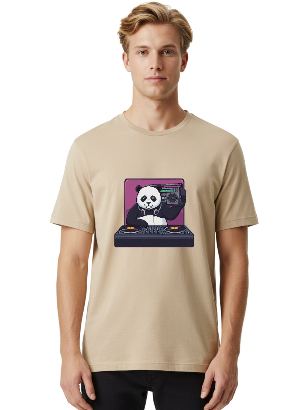 Panda-Dj-1 Men'S Graphic Tee, 100% Cotton, Comfortable Casual Summer Wear, Machine Washable, Vintage Camera, Old Camera, Antique Camera, Black Camera, Classic Photography, Photography Equipment, Nostalgic Device, Film Camera, Camera Art Ban036
