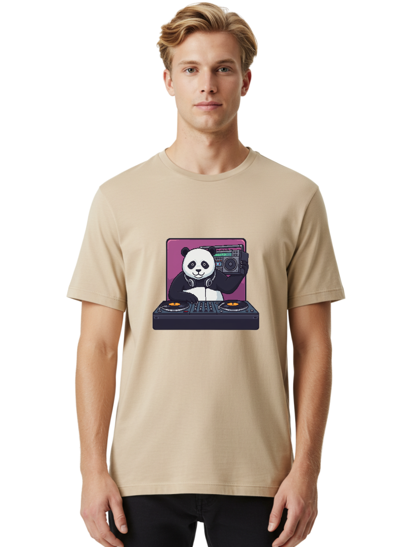 Panda-Dj-1 Men'S Graphic Tee, 100% Cotton, Comfortable Casual Summer Wear, Machine Washable, Vintage Camera, Old Camera, Antique Camera, Black Camera, Classic Photography, Photography Equipment, Nostalgic Device, Film Camera, Camera Art Ban036