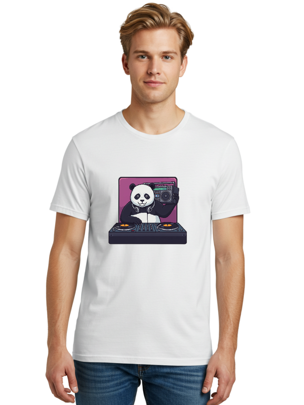 Panda-Dj-1 Men'S Graphic Tee, 100% Cotton, Comfortable Casual Summer Wear, Machine Washable, Vintage Camera, Old Camera, Antique Camera, Black Camera, Classic Photography, Photography Equipment, Nostalgic Device, Film Camera, Camera Art Ban036