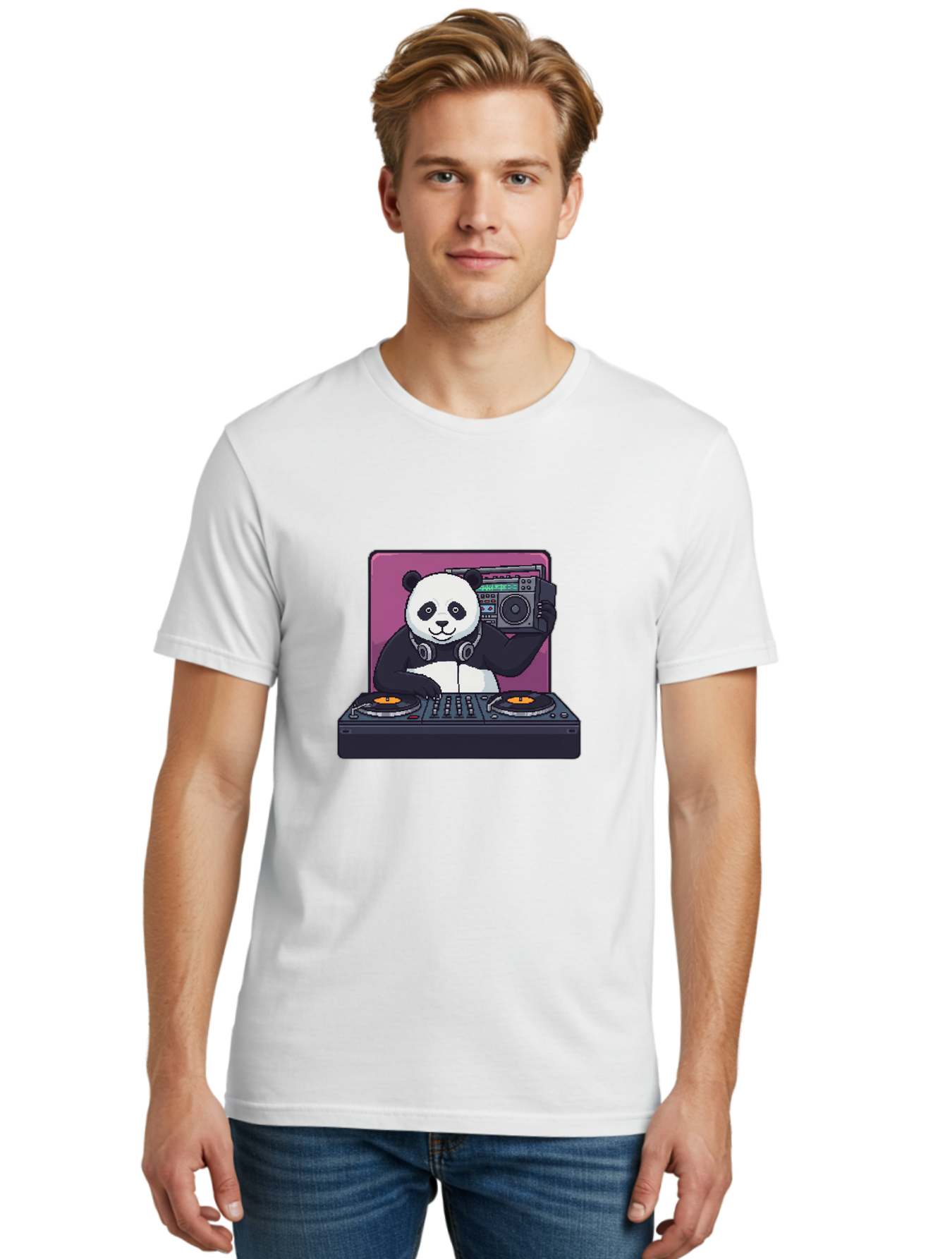 Panda-Dj-1 Men'S Graphic Tee, 100% Cotton, Comfortable Casual Summer Wear, Machine Washable, Vintage Camera, Old Camera, Antique Camera, Black Camera, Classic Photography, Photography Equipment, Nostalgic Device, Film Camera, Camera Art Ban036