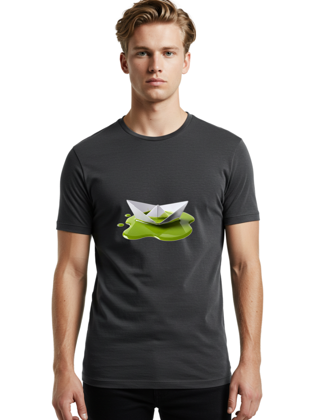 Paper-Boat-Sinking Men'S Graphic Tee, 100% Cotton, Comfortable Casual Summer Wear, Machine Washable, Vintage Camera, Old Camera, Antique Camera, Black Camera, Classic Photography, Photography Equipment, Nostalgic Device, Film Camera, Ban045
