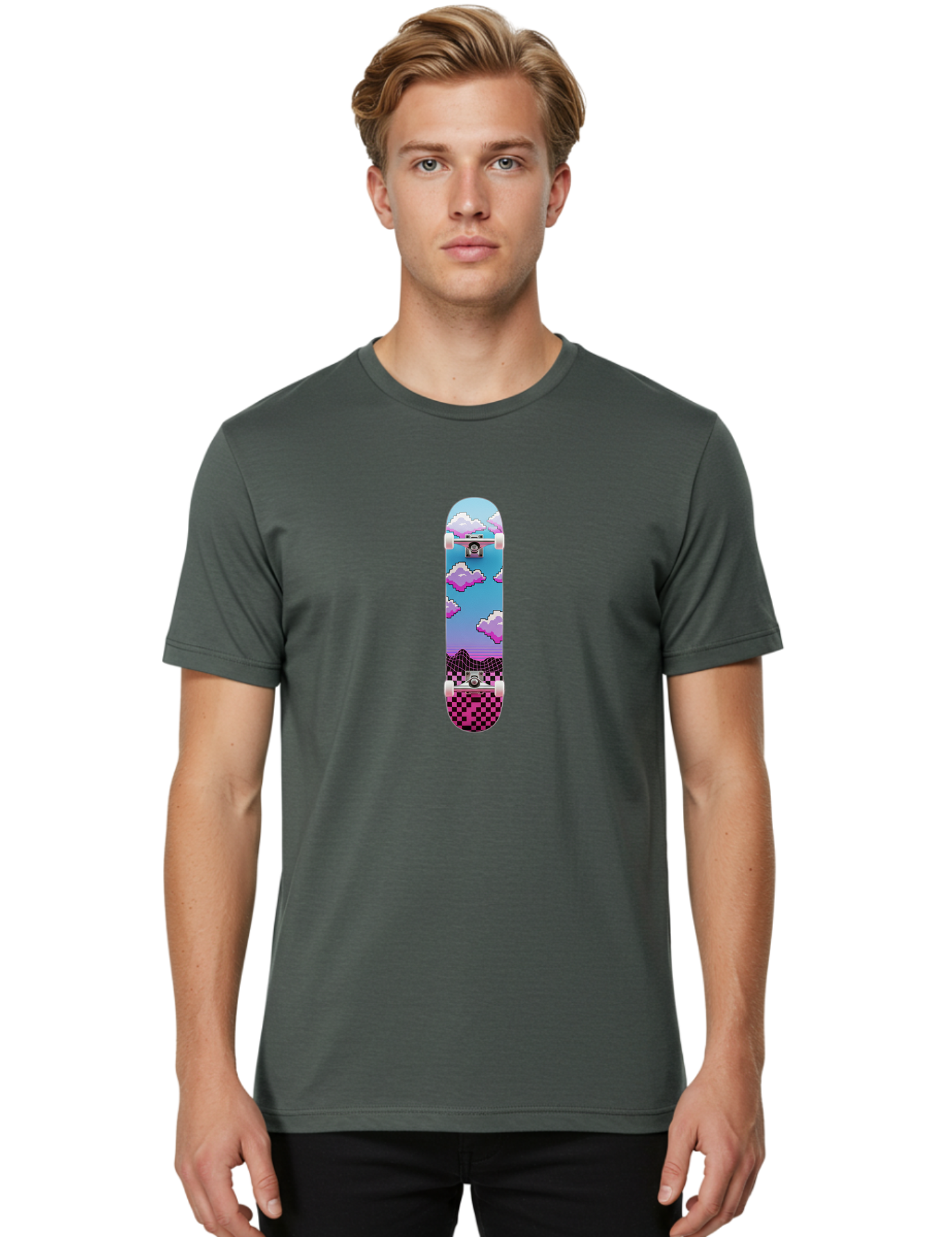Pastel-Skateboard-Graphic Men'S Graphic Tee, 100% Cotton, Comfortable Casual Summer Wear, Machine Washable, Vintage Camera, Old Camera, Antique Camera, Black Camera, Classic Photography, Photography Equipment, Nostalgic Device, Film Camera, Ban054
