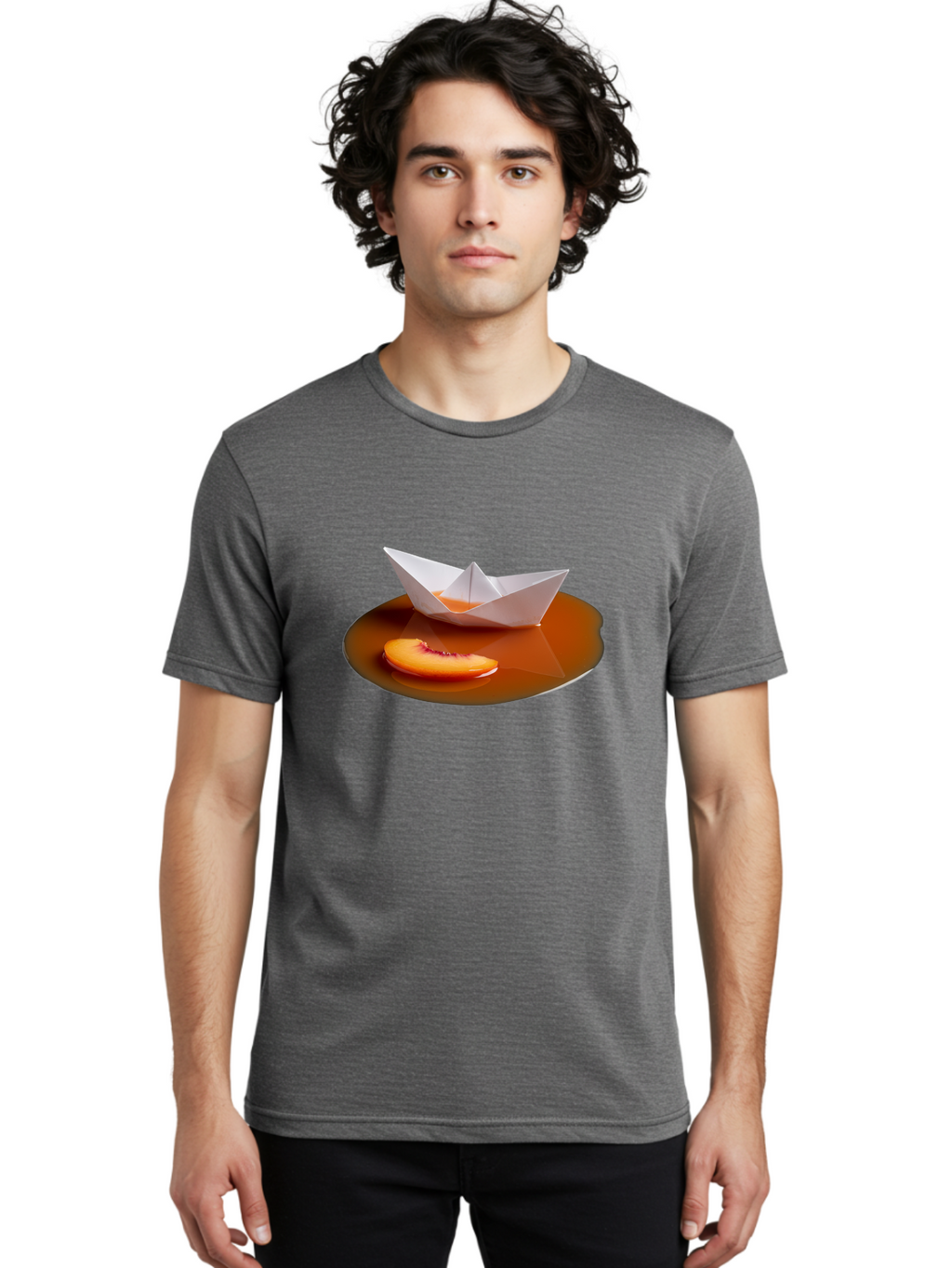Peach-Slice-And-Paper-Boat Men'S Graphic Tee, 100% Cotton, Comfortable Casual Summer Wear, Machine Washable, Vintage Camera, Old Camera, Antique Camera, Black Camera, Classic Photography, Photography Equipment, Nostalgic Device, Film Camera, Ban058