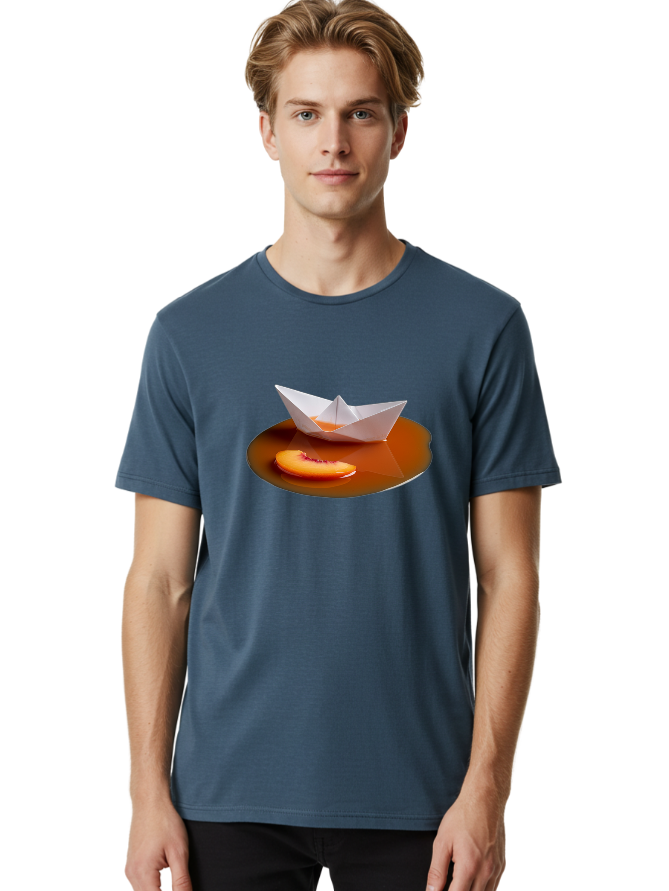 Peach-Slice-And-Paper-Boat Men'S Graphic Tee, 100% Cotton, Comfortable Casual Summer Wear, Machine Washable, Vintage Camera, Old Camera, Antique Camera, Black Camera, Classic Photography, Photography Equipment, Nostalgic Device, Film Camera, Ban058