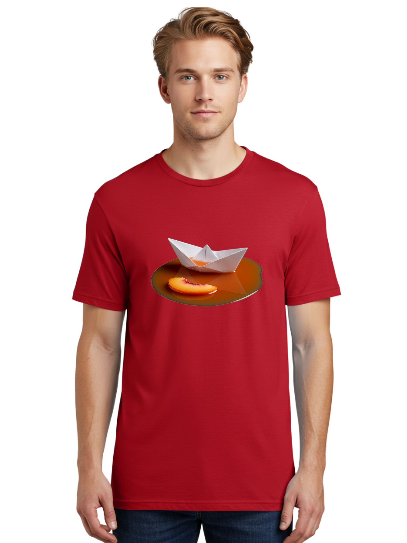 Peach-Slice-And-Paper-Boat Men'S Graphic Tee, 100% Cotton, Comfortable Casual Summer Wear, Machine Washable, Vintage Camera, Old Camera, Antique Camera, Black Camera, Classic Photography, Photography Equipment, Nostalgic Device, Film Camera, Ban058