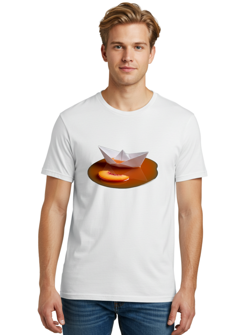 Peach-Slice-And-Paper-Boat Men'S Graphic Tee, 100% Cotton, Comfortable Casual Summer Wear, Machine Washable, Vintage Camera, Old Camera, Antique Camera, Black Camera, Classic Photography, Photography Equipment, Nostalgic Device, Film Camera, Ban058