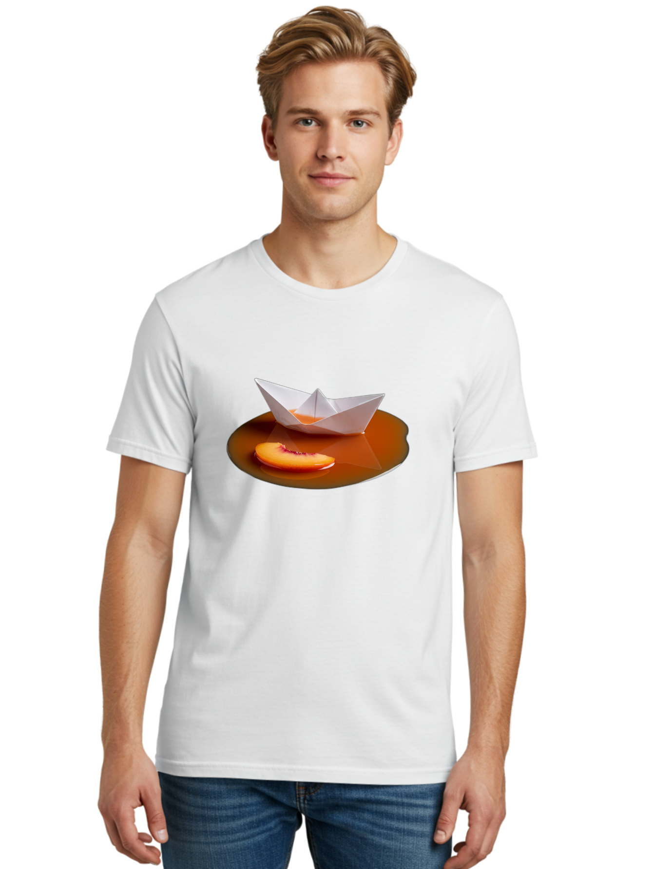 Peach-Slice-And-Paper-Boat Men'S Graphic Tee, 100% Cotton, Comfortable Casual Summer Wear, Machine Washable, Vintage Camera, Old Camera, Antique Camera, Black Camera, Classic Photography, Photography Equipment, Nostalgic Device, Film Camera, Ban058