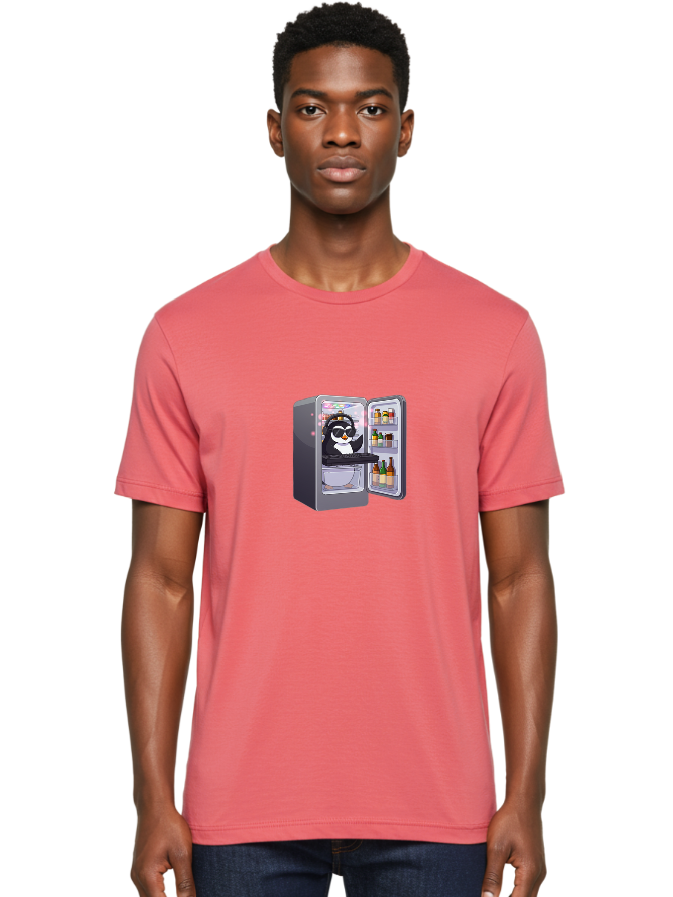 Penguin-Dj-1 Men'S Graphic Tee, 100% Cotton, Comfortable Casual Summer Wear, Machine Washable, Vintage Camera, Old Camera, Antique Camera, Black Camera, Classic Photography, Photography Equipment, Nostalgic Device, Film Camera, Camera Art Ban066