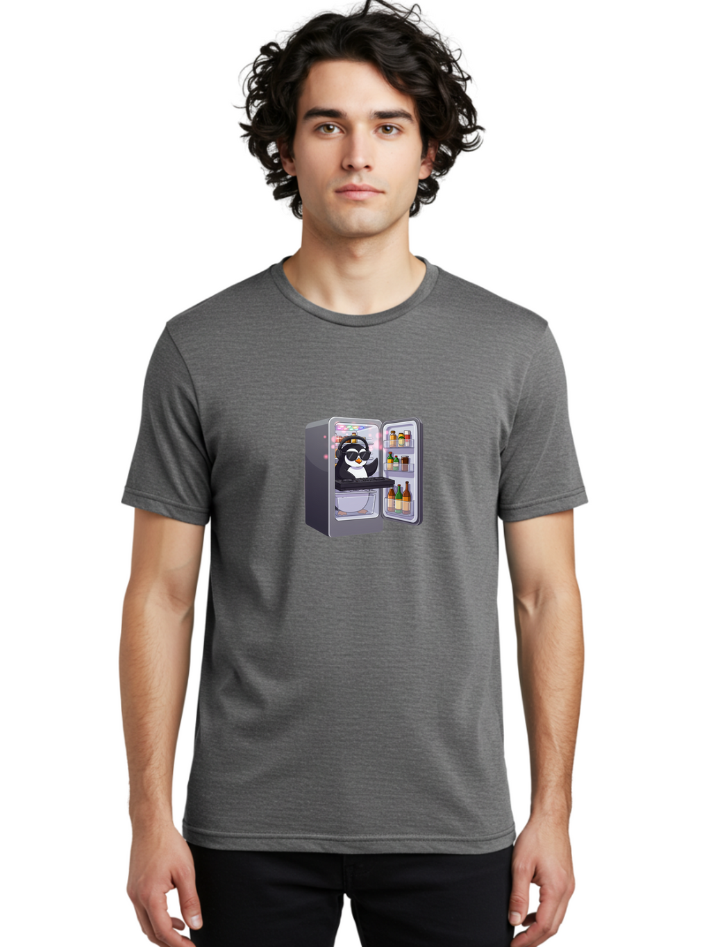 Penguin-Dj-1 Men'S Graphic Tee, 100% Cotton, Comfortable Casual Summer Wear, Machine Washable, Vintage Camera, Old Camera, Antique Camera, Black Camera, Classic Photography, Photography Equipment, Nostalgic Device, Film Camera, Camera Art Ban066