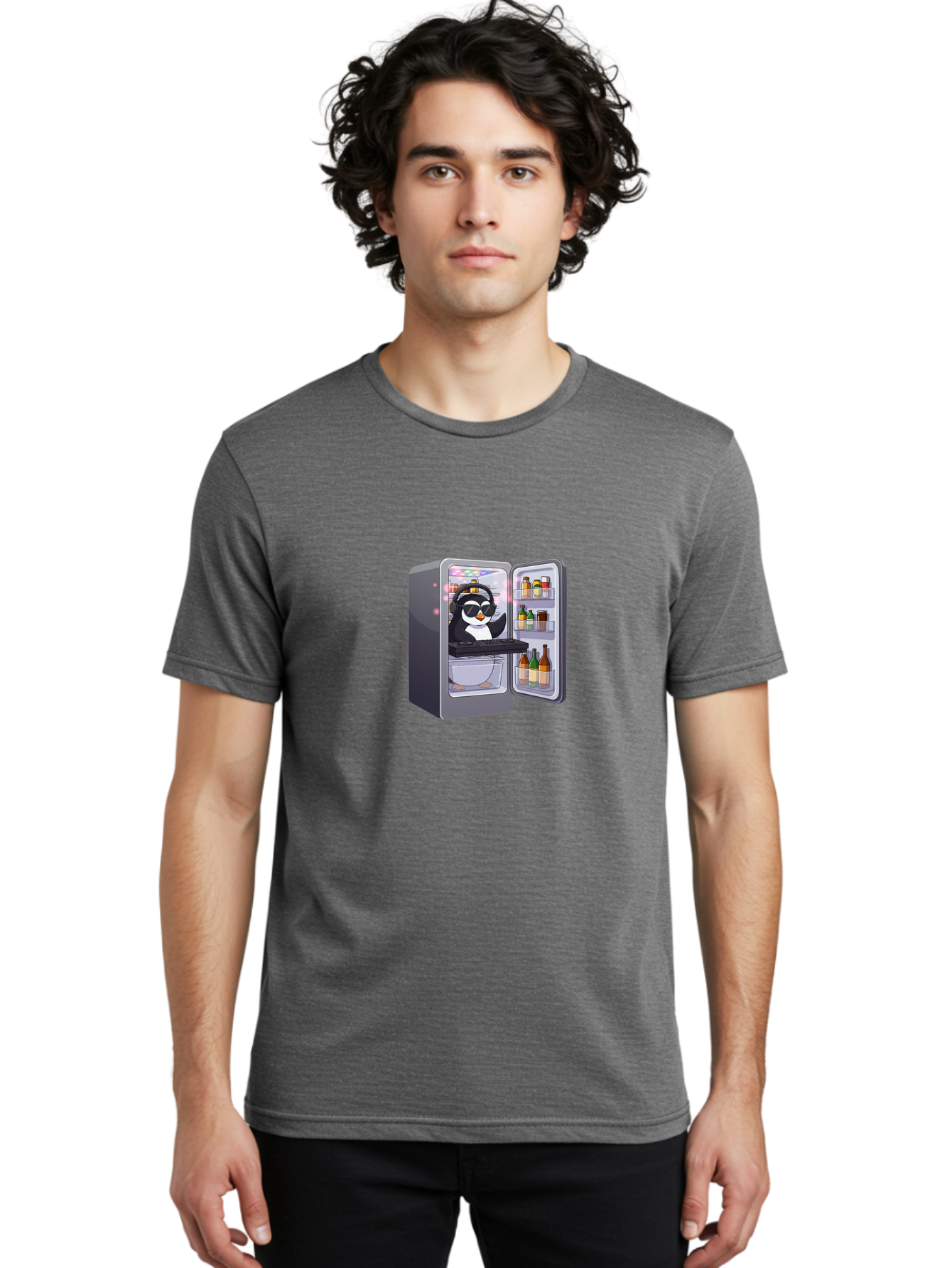 Penguin-Dj-1 Men'S Graphic Tee, 100% Cotton, Comfortable Casual Summer Wear, Machine Washable, Vintage Camera, Old Camera, Antique Camera, Black Camera, Classic Photography, Photography Equipment, Nostalgic Device, Film Camera, Camera Art Ban066