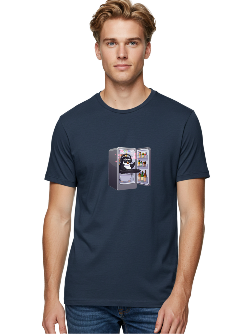 Penguin-Dj-1 Men'S Graphic Tee, 100% Cotton, Comfortable Casual Summer Wear, Machine Washable, Vintage Camera, Old Camera, Antique Camera, Black Camera, Classic Photography, Photography Equipment, Nostalgic Device, Film Camera, Camera Art Ban066