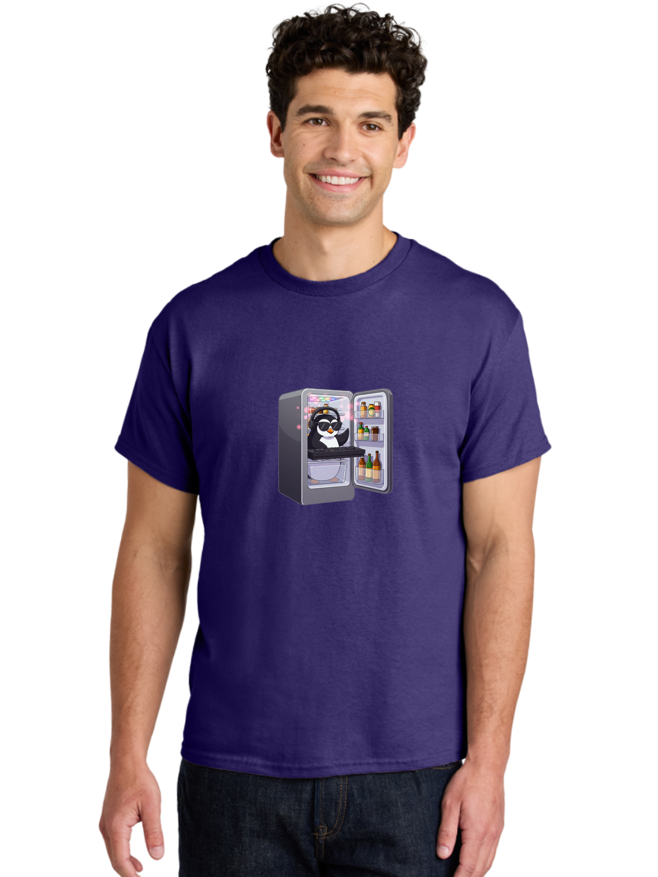 Penguin-Dj-1 Men'S Graphic Tee, 100% Cotton, Comfortable Casual Summer Wear, Machine Washable, Vintage Camera, Old Camera, Antique Camera, Black Camera, Classic Photography, Photography Equipment, Nostalgic Device, Film Camera, Camera Art Ban066